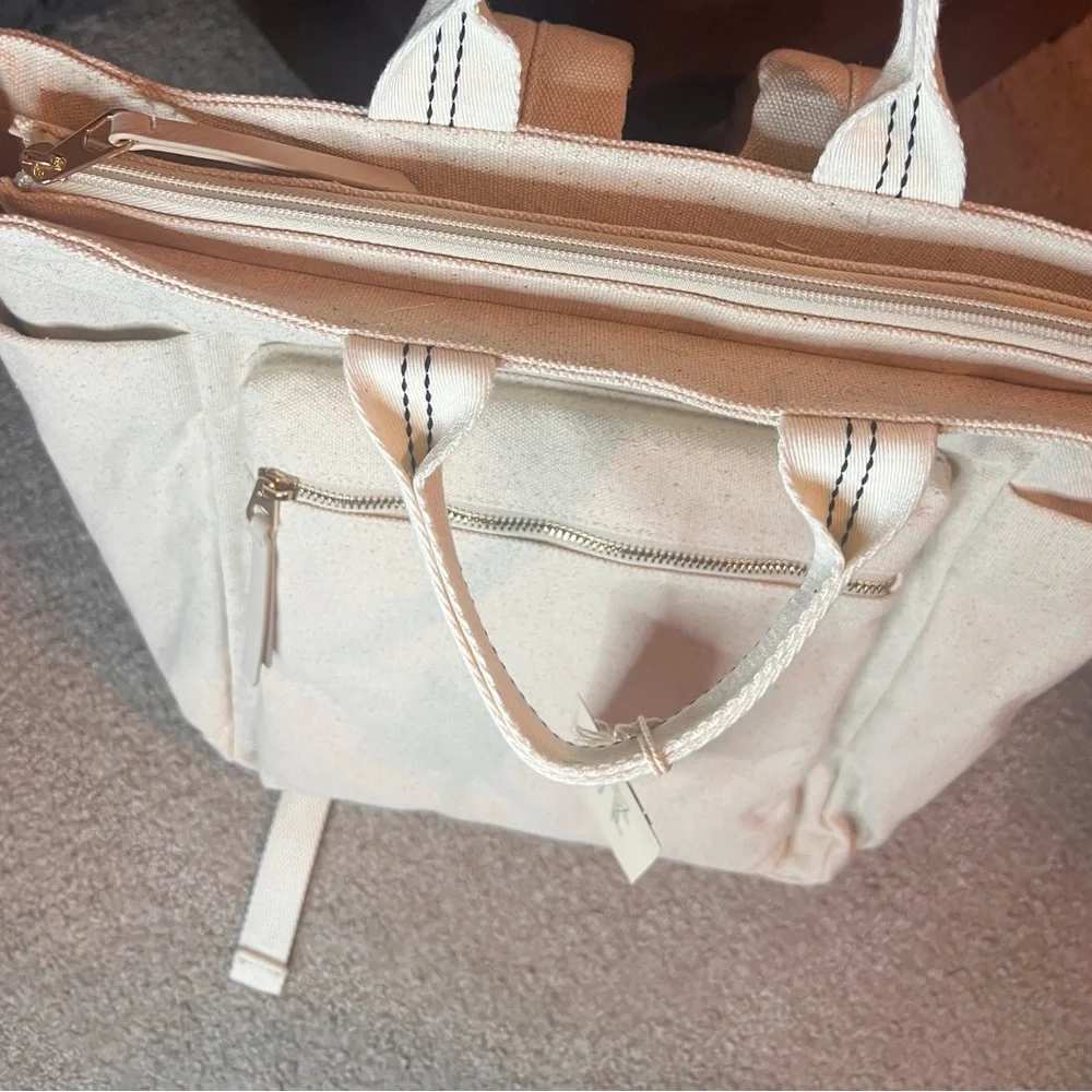 Universal Thread Cream Canvas Laptop Tote Bag